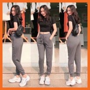 Quần jogger nữ bo gấu, Quần nỉ bông thu đông nữ mặc nhà đi chơi - QJCG21